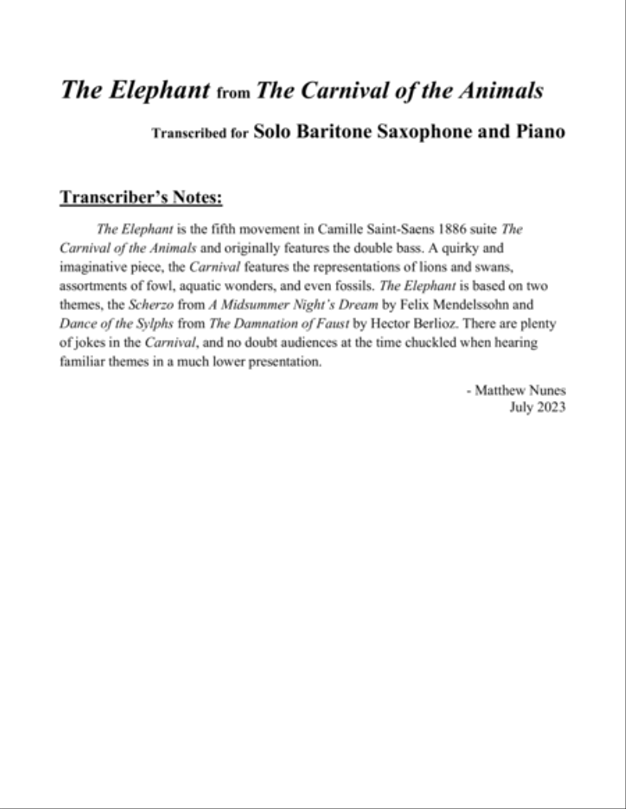 The Elephant Baritone Saxophone scores gallery preview page 2