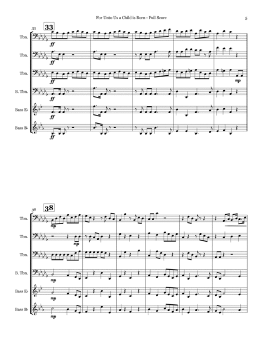 For Unto Us a Child is Born - Trombone Quartet Trombone Quartet scores gallery preview page 5
