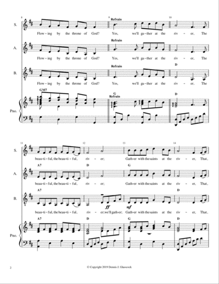 Shall We Gather at the River (SAB) 3-Part scores gallery preview page 2