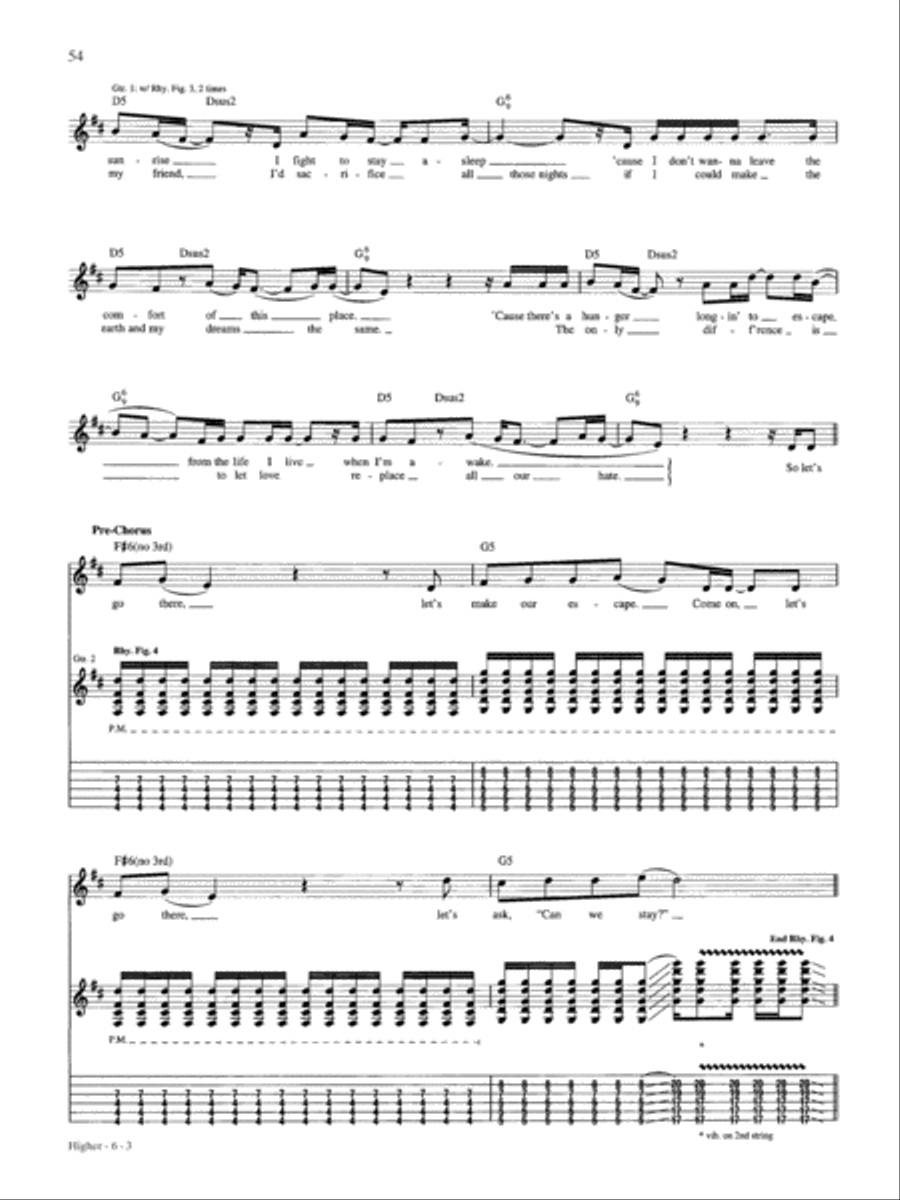 Higher Higher Guitar Tablature scores gallery preview page 3