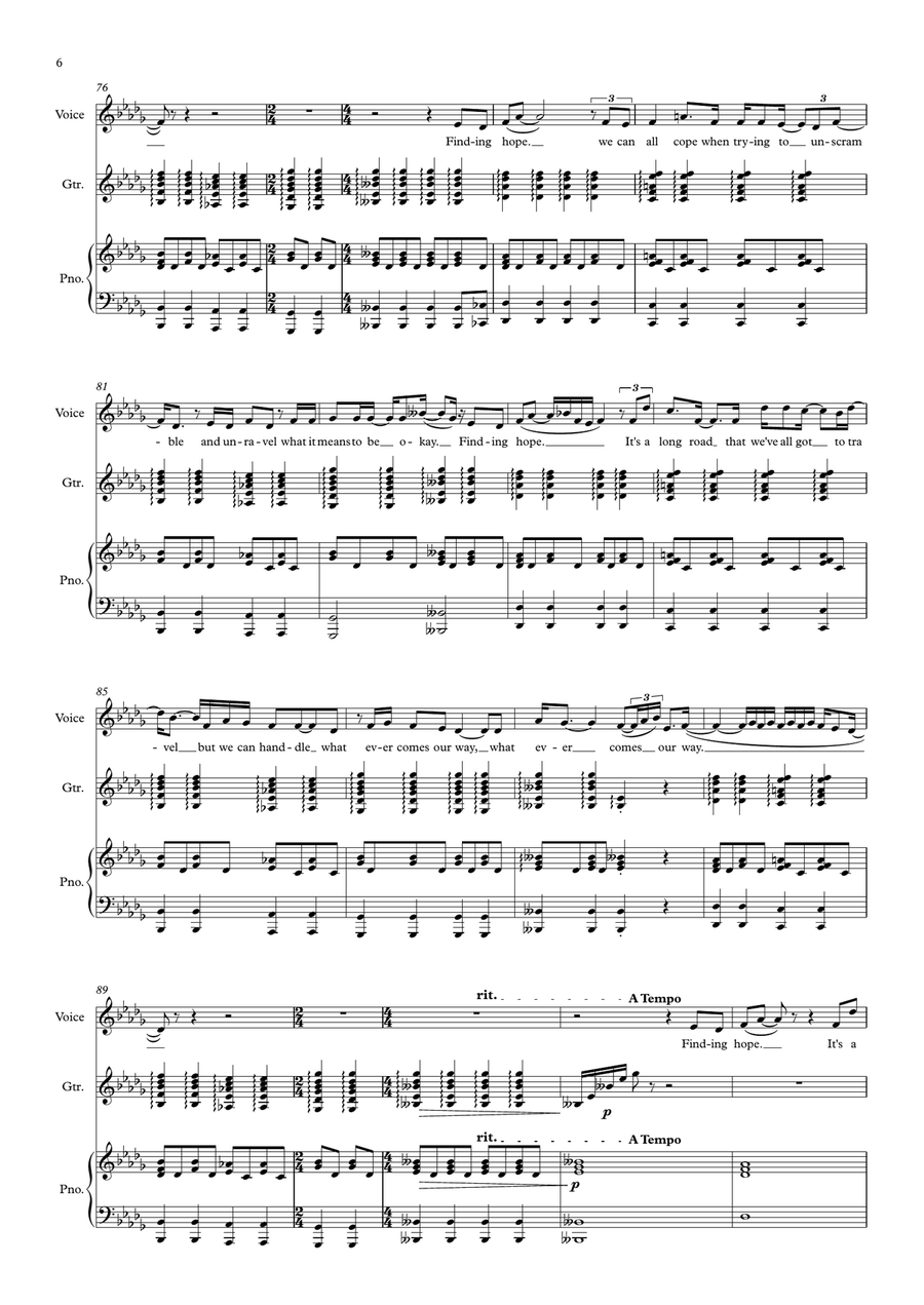 Finding Hope - Piano, Voice & Guitar Choir - Digital Sheet Music page 6