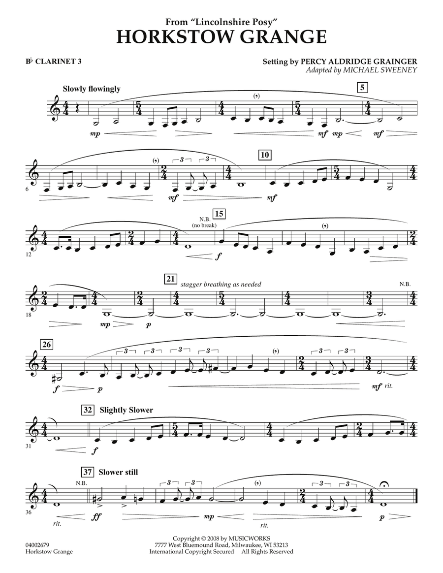 Horkstow Grange - Bb Clarinet 3 Concert Band scores gallery preview page 1