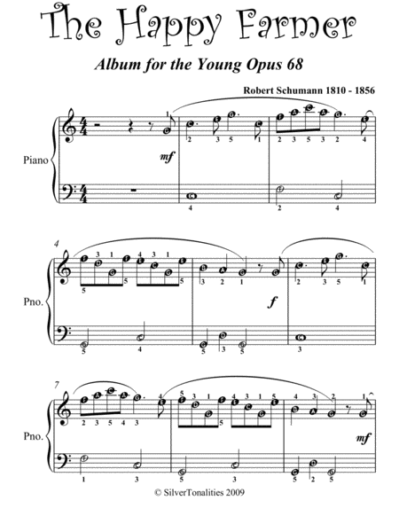 The Happy Farmer Album for the Young Opus 68 Easiest Piano Sheet Music