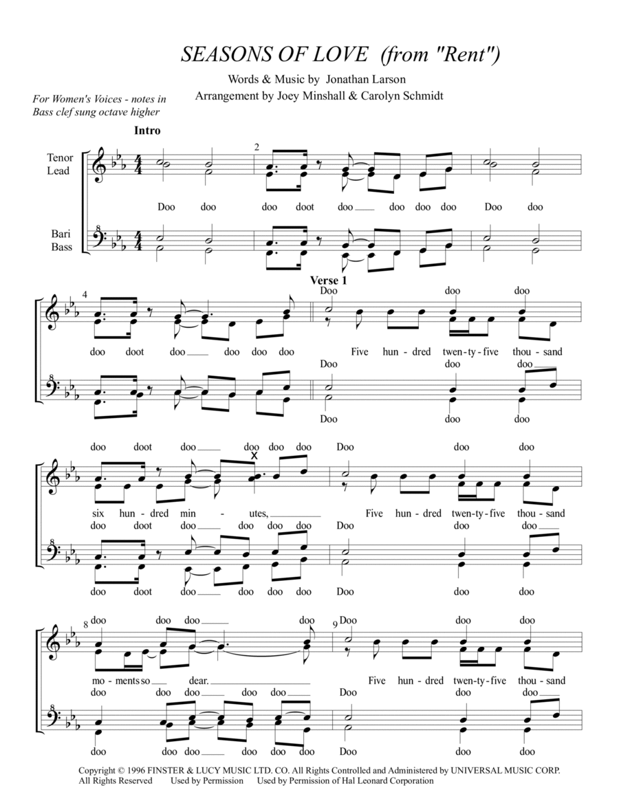 Seasons Of Love SSAA scores gallery preview page 1