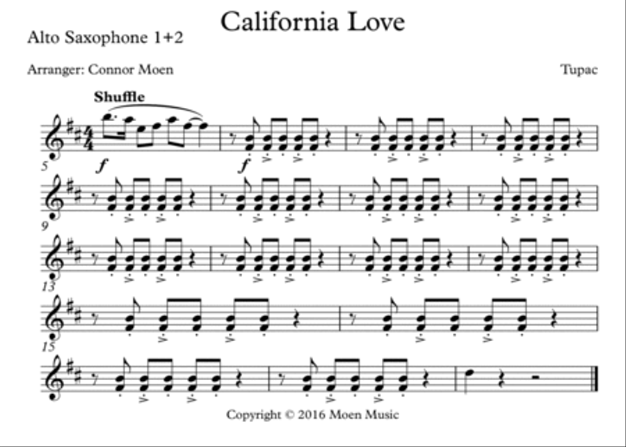 California Love (remix) Marching Band scores gallery preview page 5
