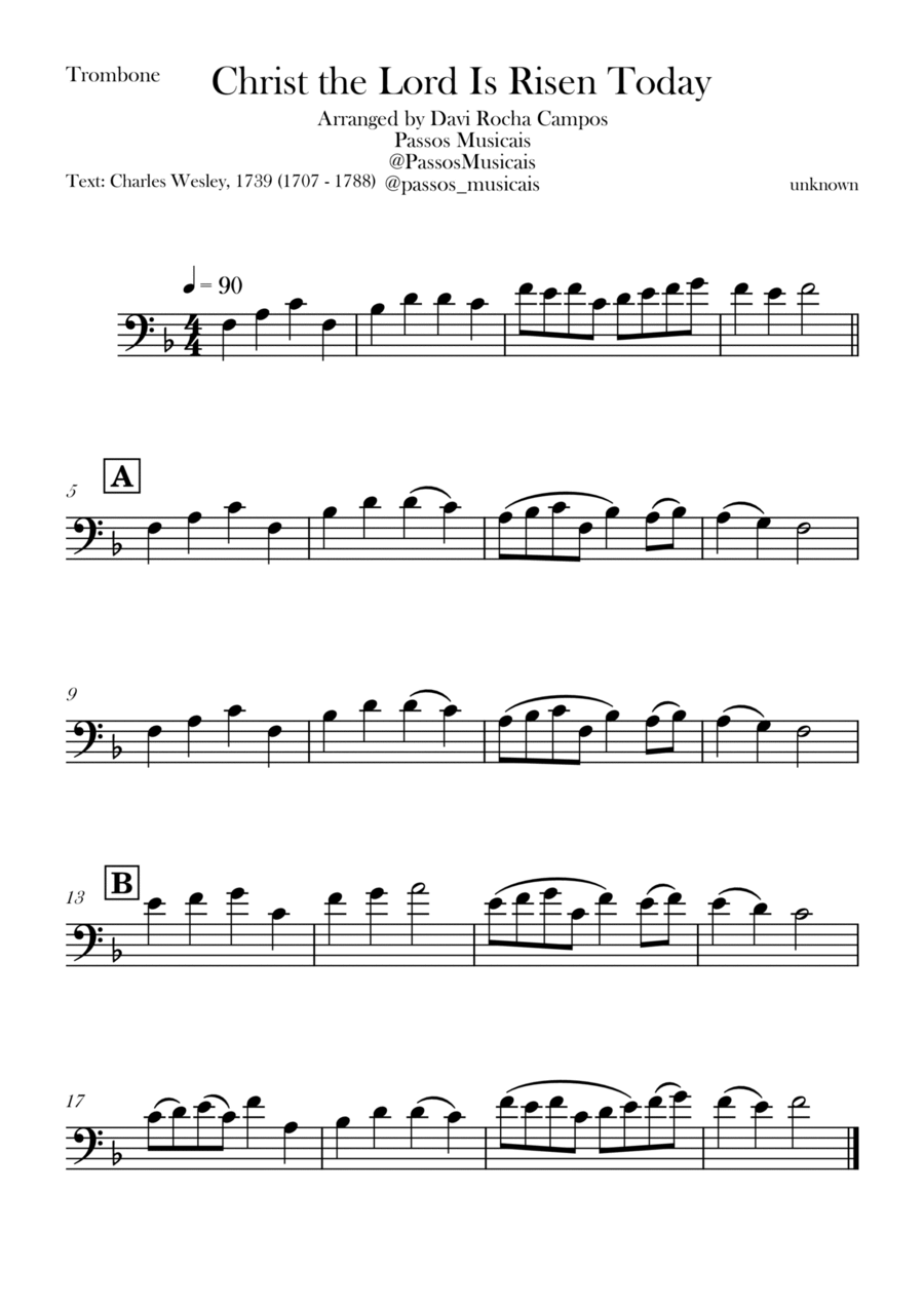 Christ the Lord is Rises today Trombone Solo scores gallery preview page 1