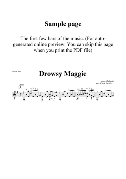 Drowsy Maggie (solo guitar with and without tablature) image number null