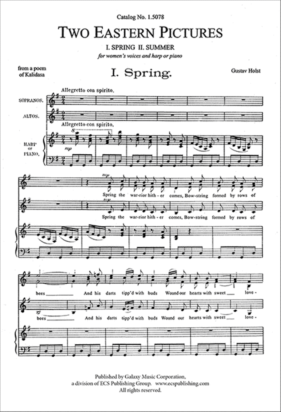 Two Eastern Pictures (I. Spring: II. Summer) SSA scores gallery preview page 1