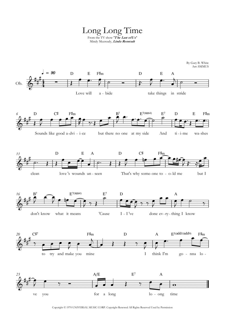Long Long Time Oboe Solo scores gallery preview page 1