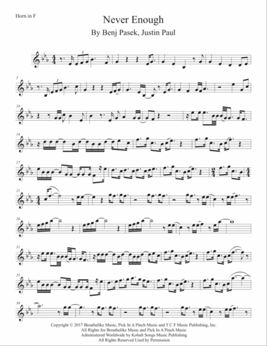 Never Enough Never Enough Horn Solo scores gallery preview page 1