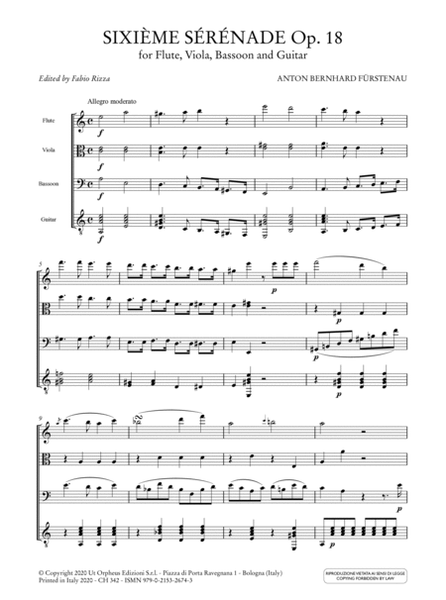 Sixième Sérénade Op. 18 for Flute, Viola, Bassoon and Guitar