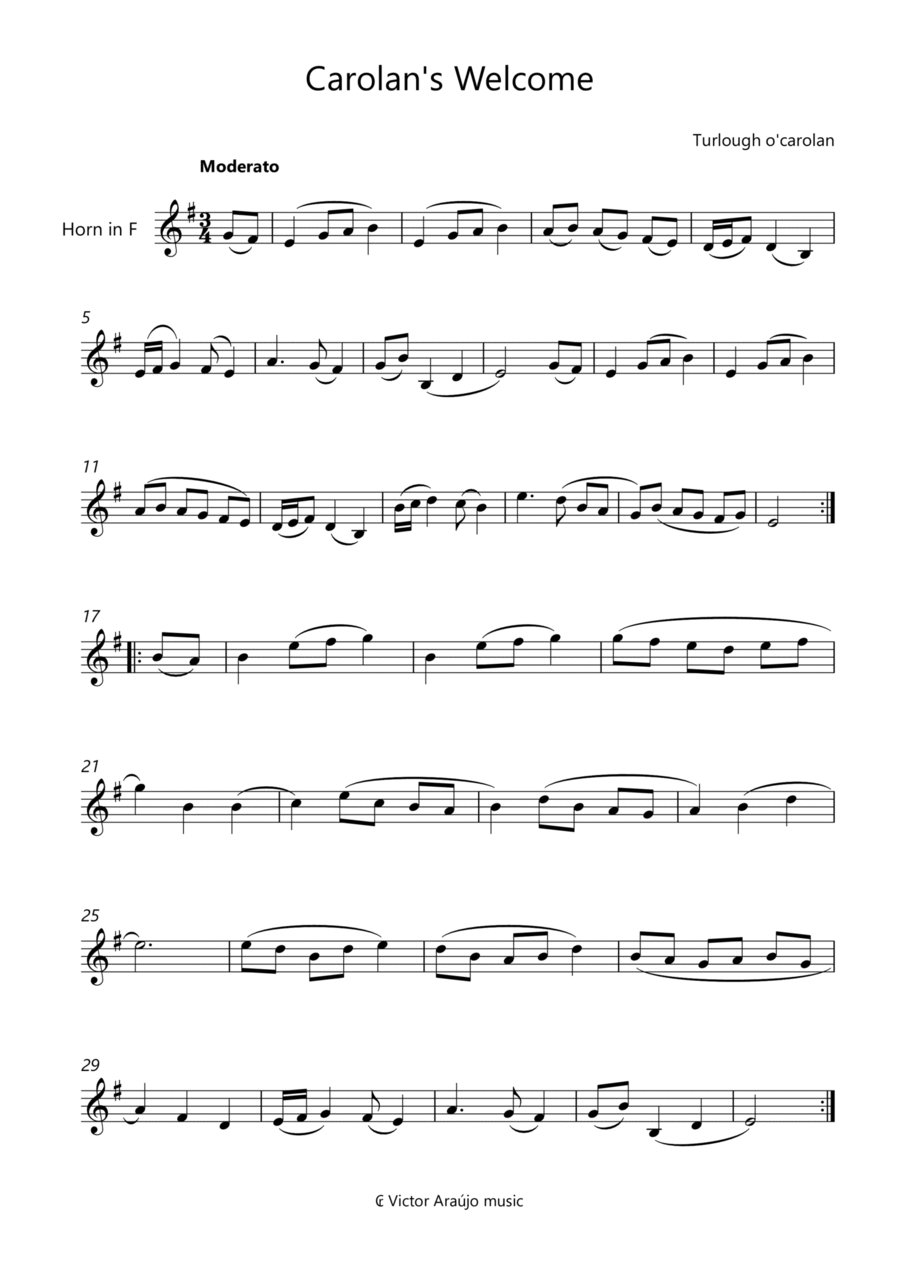 Carolan's Welcome - Horn Lead Sheet Horn scores gallery preview page 1