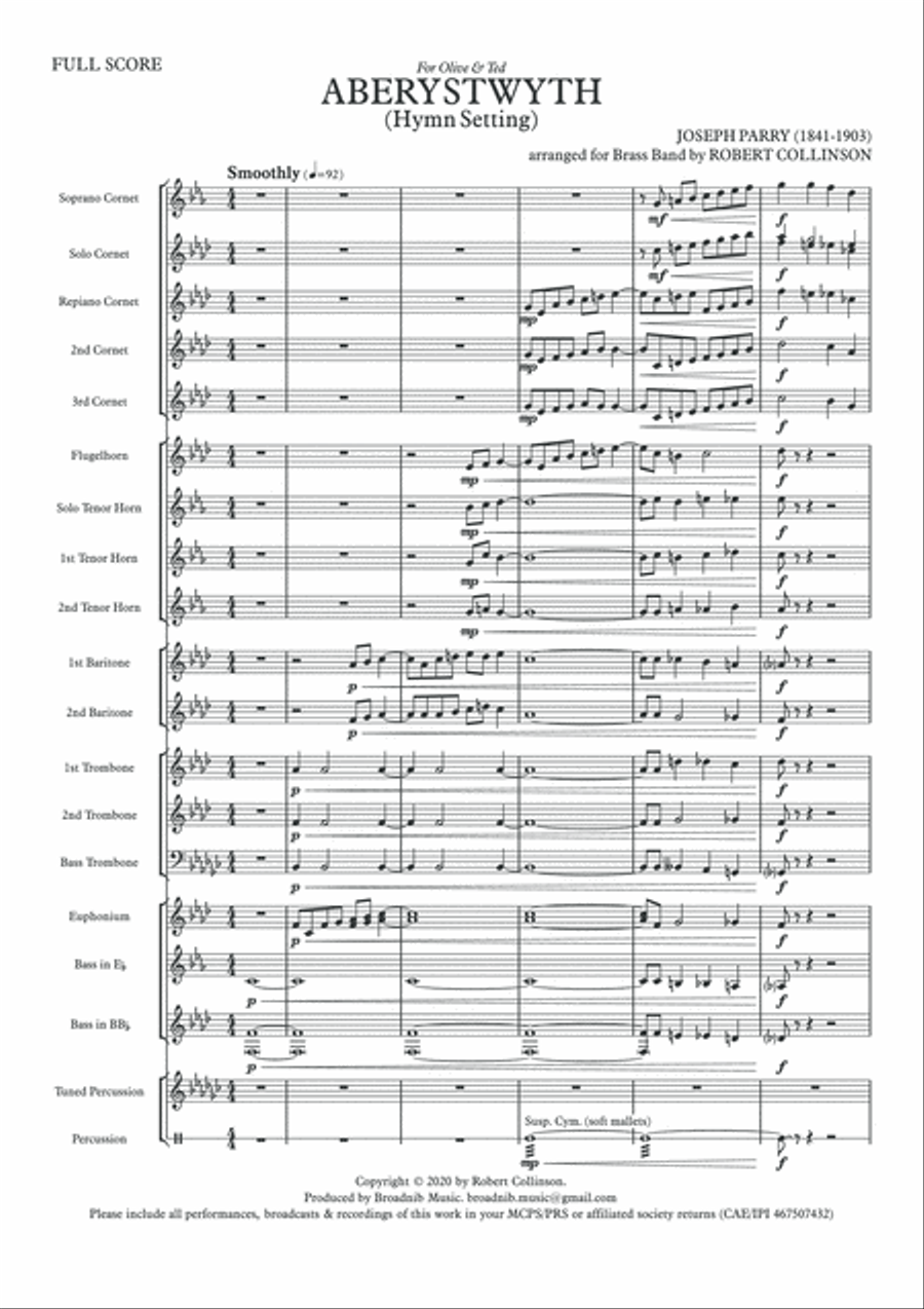 ABERYSTWYTH - Hymn setting for Brass Band Brass Band scores gallery preview page 3