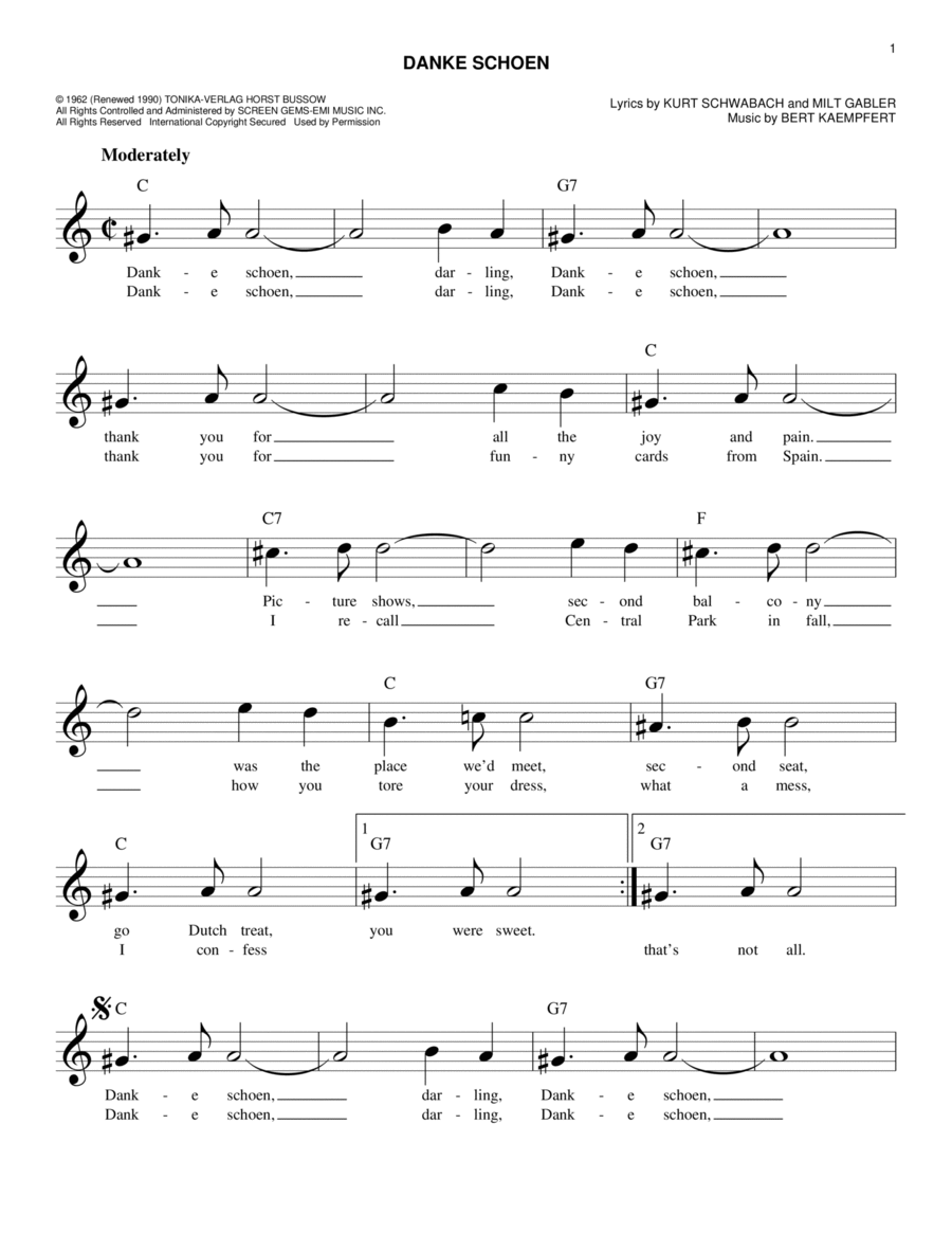Danke Schoen Piano scores gallery preview page 1
