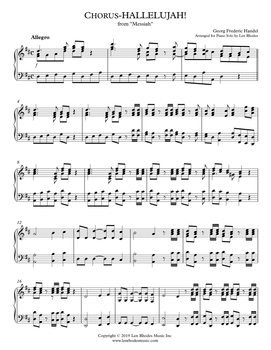 "Hallelujah" Chorus - Handel's 'Messiah' - Piano solo