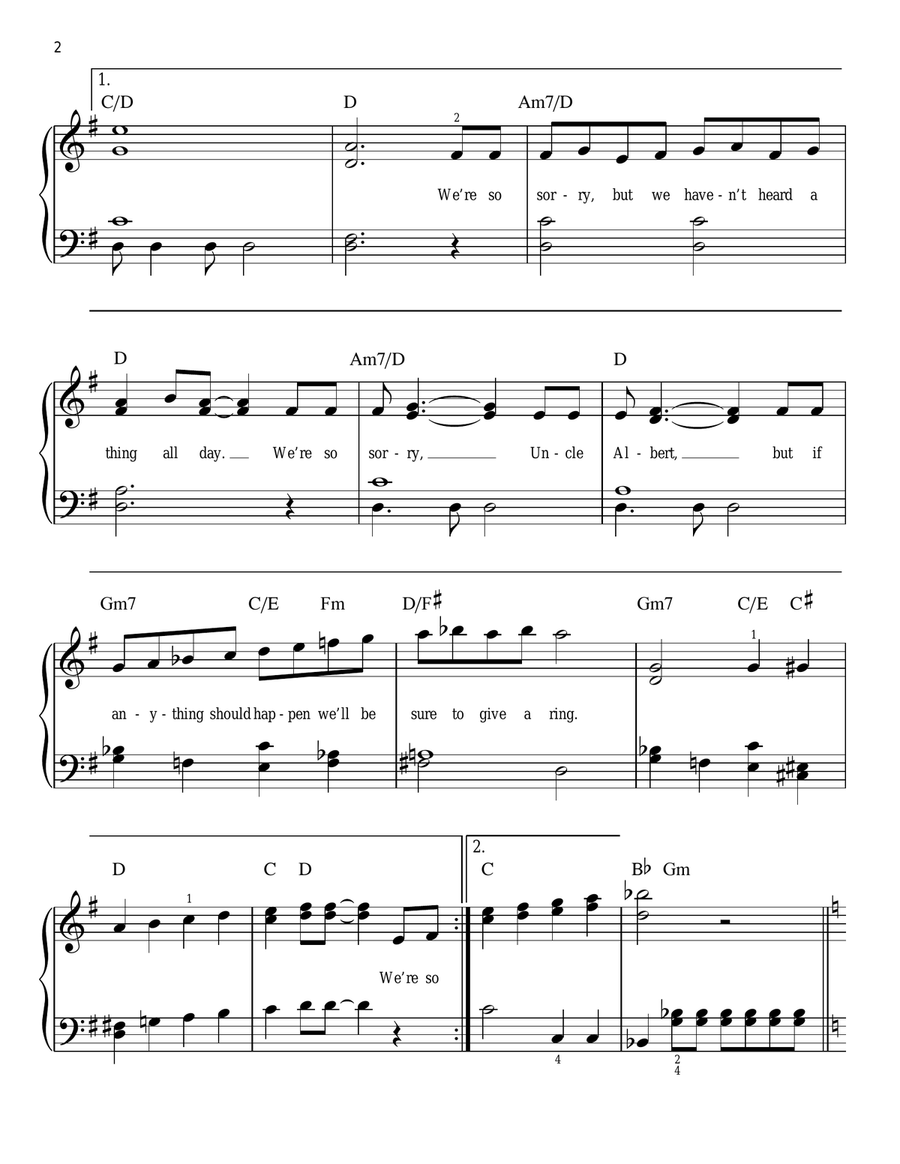 Uncle Albert/Admiral Halsey Easy Piano scores gallery preview page 2