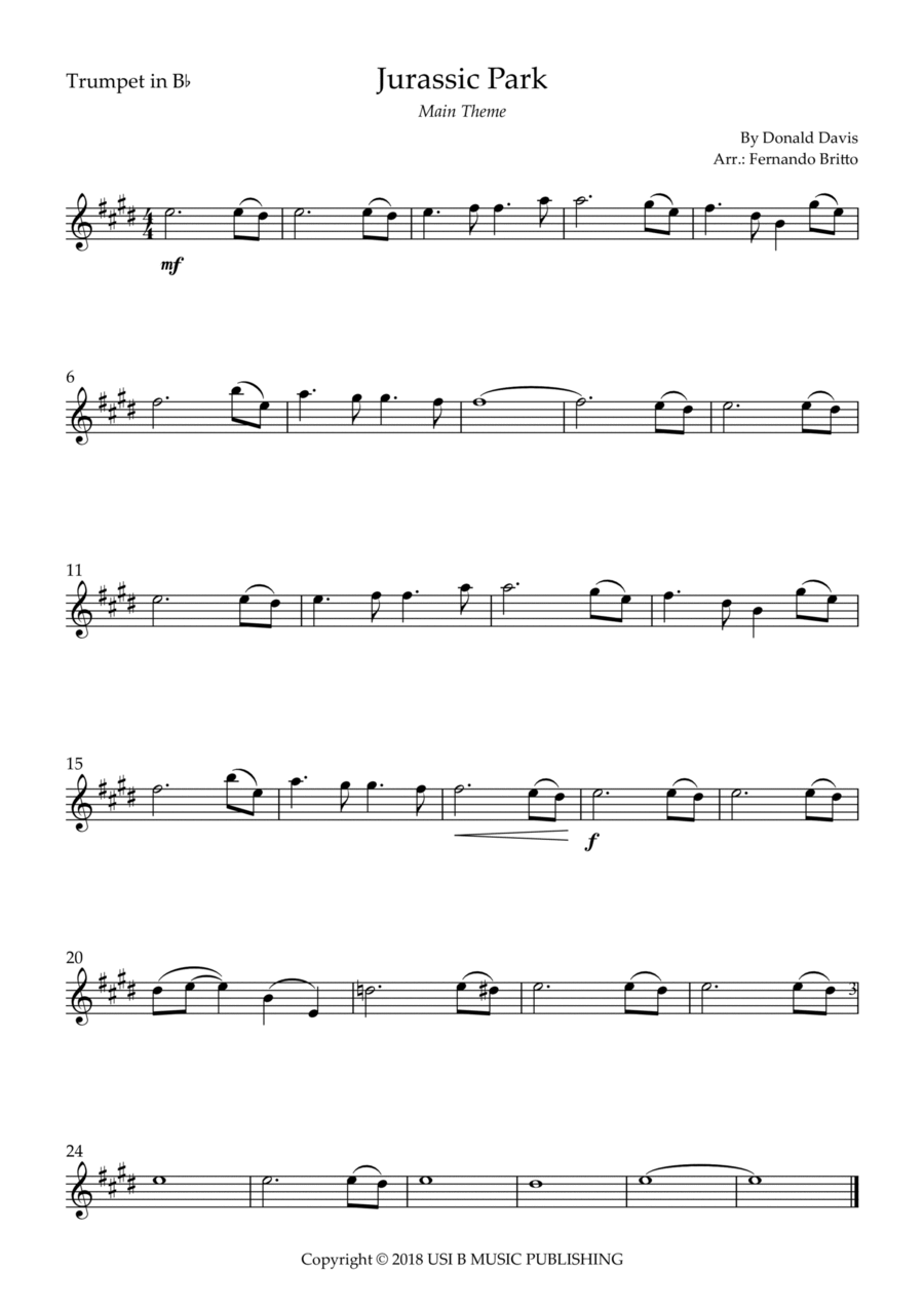 Jurassic Park Iii B-Flat Trumpet scores gallery preview page 1