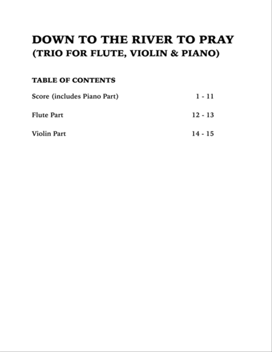 Down to the River to Pray (Trio for Flute, Violin and Piano) Small Ensemble scores gallery preview page 4