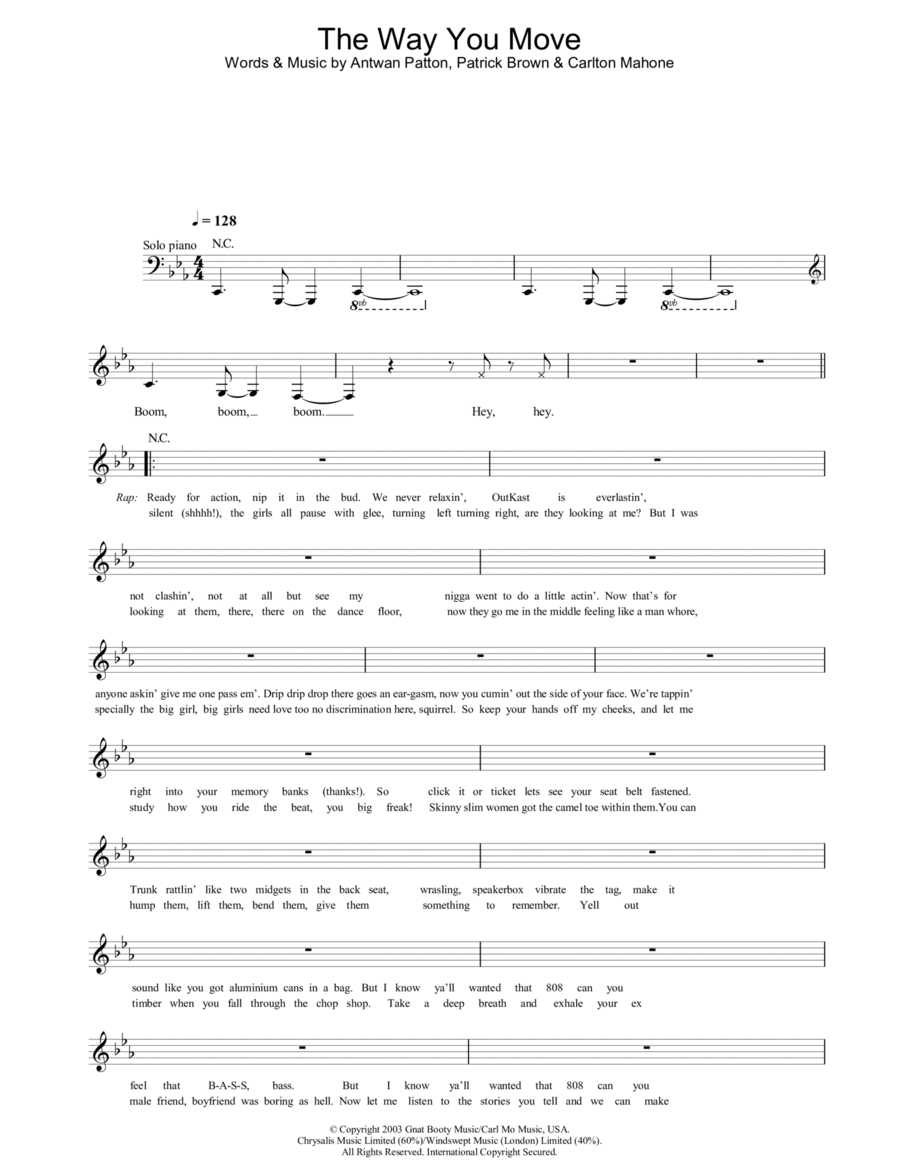 The Way You Move Piano scores gallery preview page 1