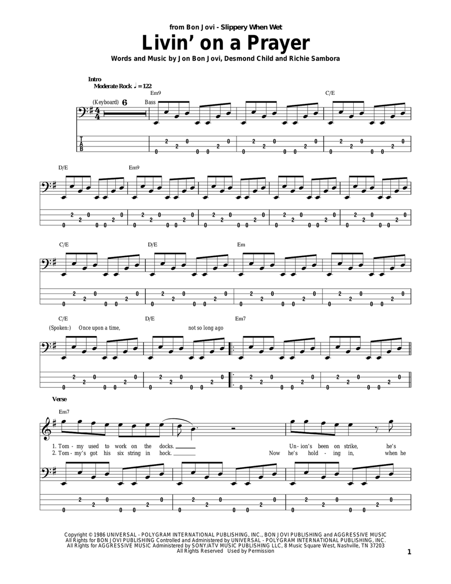 Livin' On A Prayer Acoustic Guitar scores gallery preview page 1