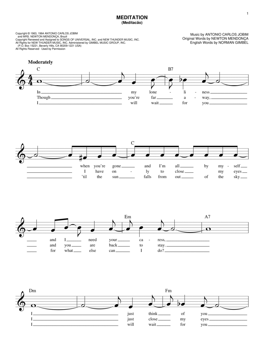 Meditation (Meditacao) Piano scores gallery preview page 1