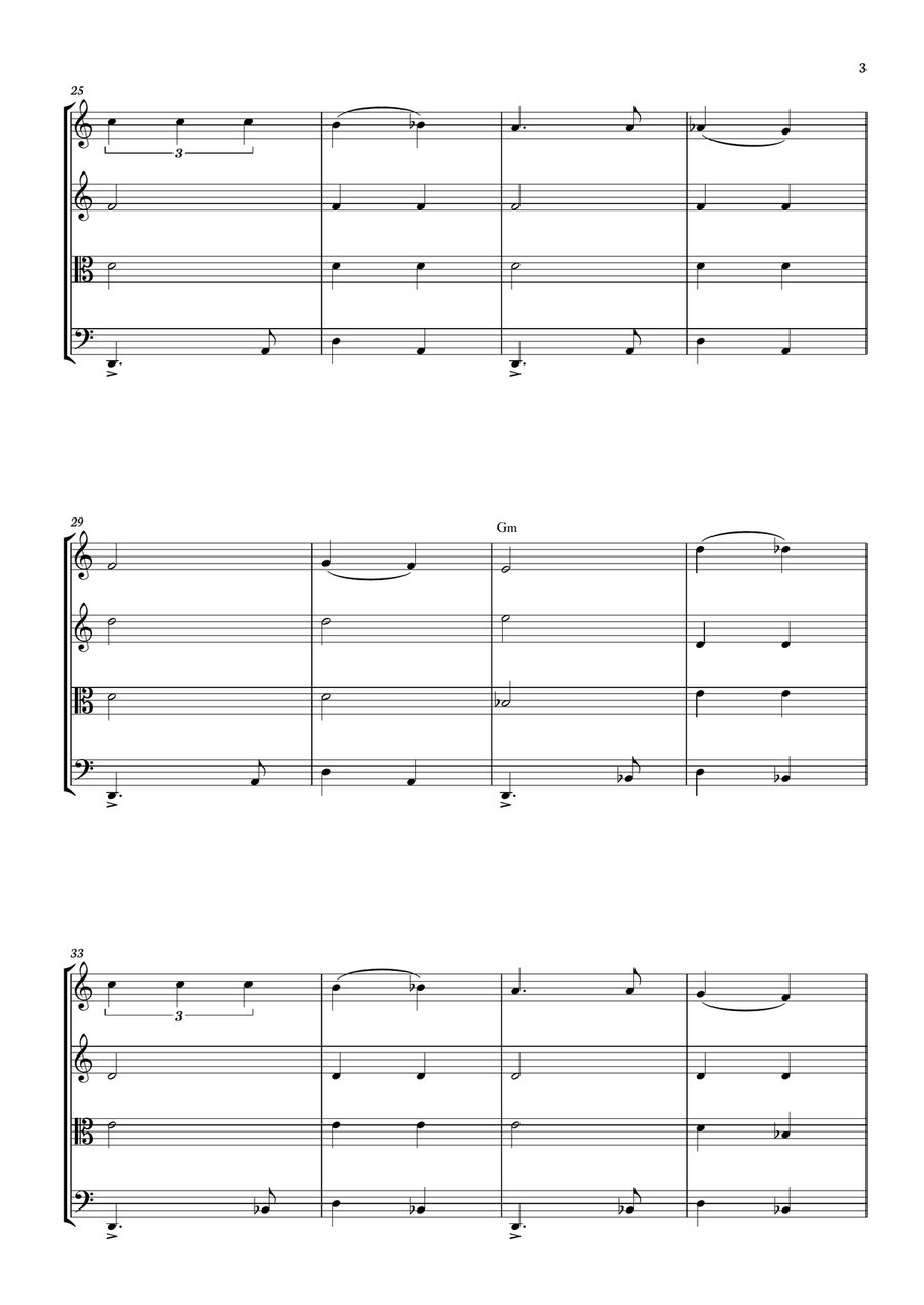 Habanera -Carmen - Georges Bizet, for String Quartet in a easy version with chords - Score and parts String Quartet scores gallery preview page 3