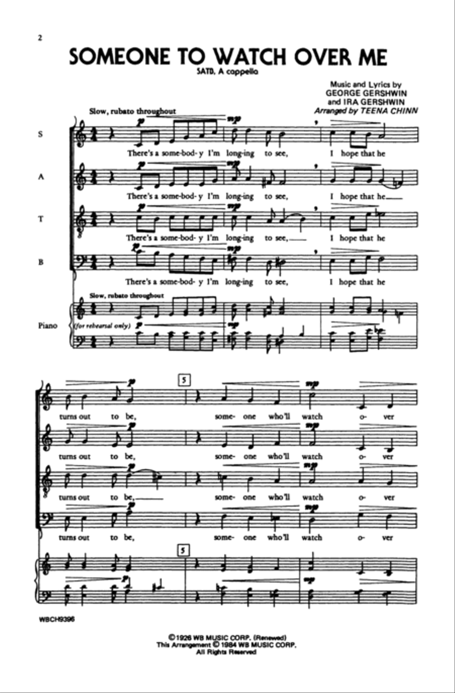 Someone to Watch Over Me Someone to Watch Over Me 4-Part scores gallery preview page 2