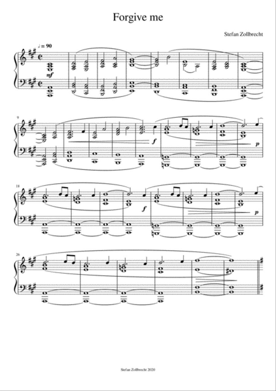 Forgive me Piano Solo scores gallery preview page 1