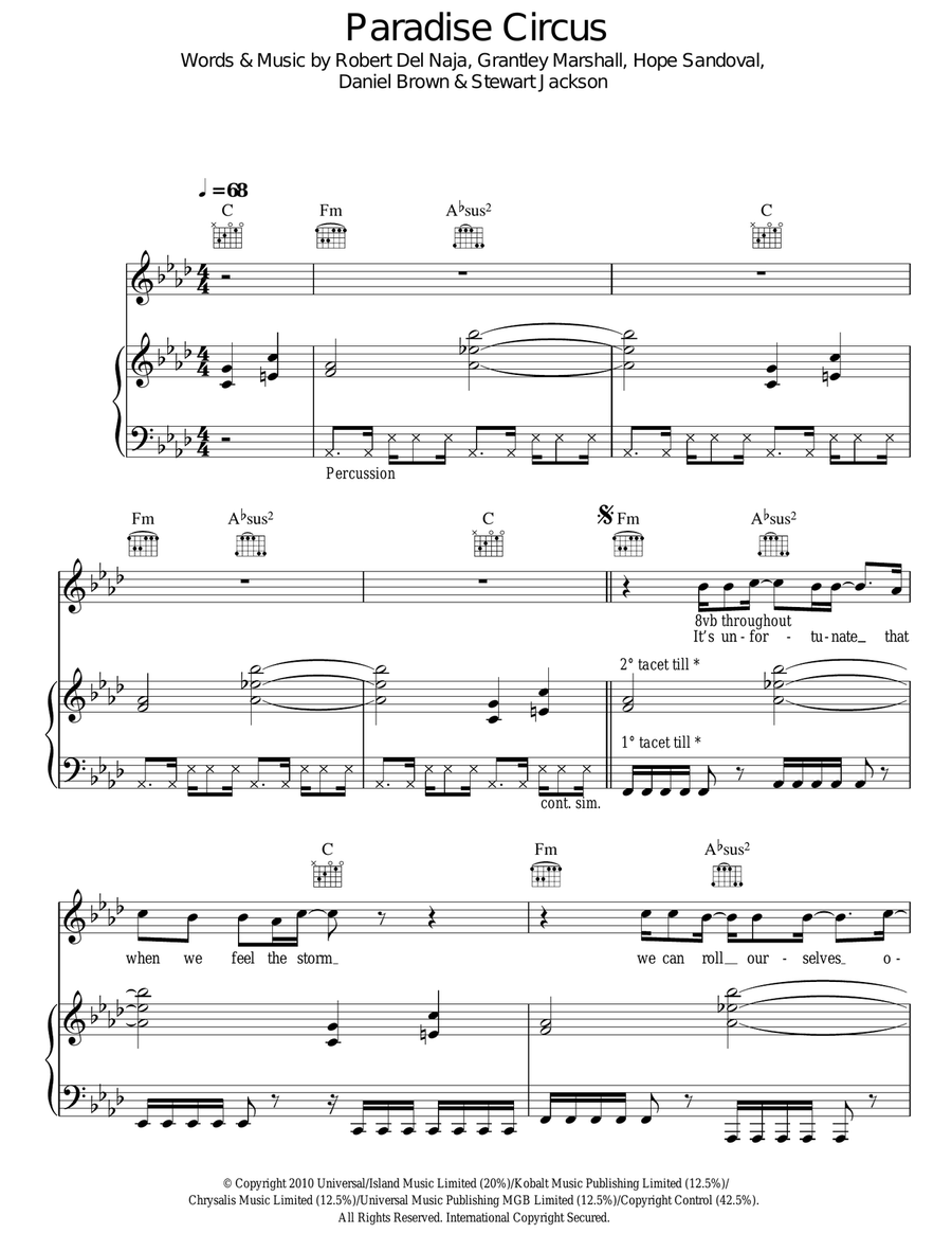 Paradise Circus Acoustic Guitar scores gallery preview page 1