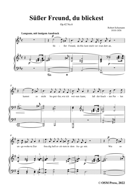 Schumann-Sußer Freund,du blickest,Op.42 No.6,in G Major,for Voice and Piano