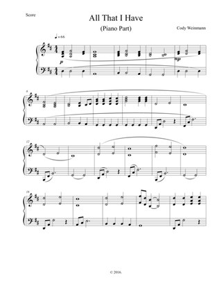 All That I Have-- Piano Part (In D)