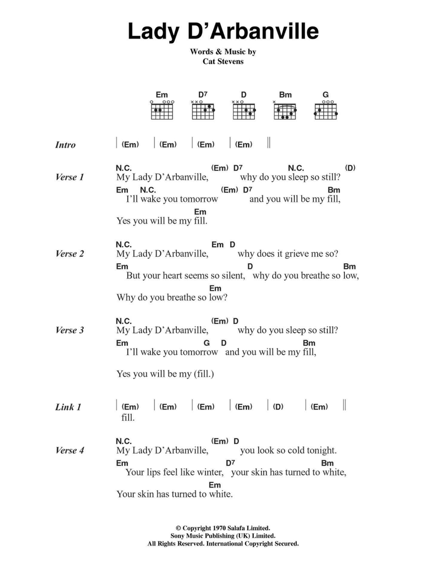 Lady D'Arbanville Acoustic Guitar scores gallery preview page 1