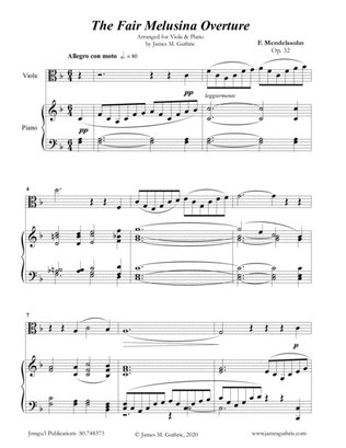 Book cover for Mendelssohn: The Fair Melusina Overture, Op. 32 for Viola & Piano
