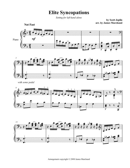 Elite Syncopations arr. for the left hand