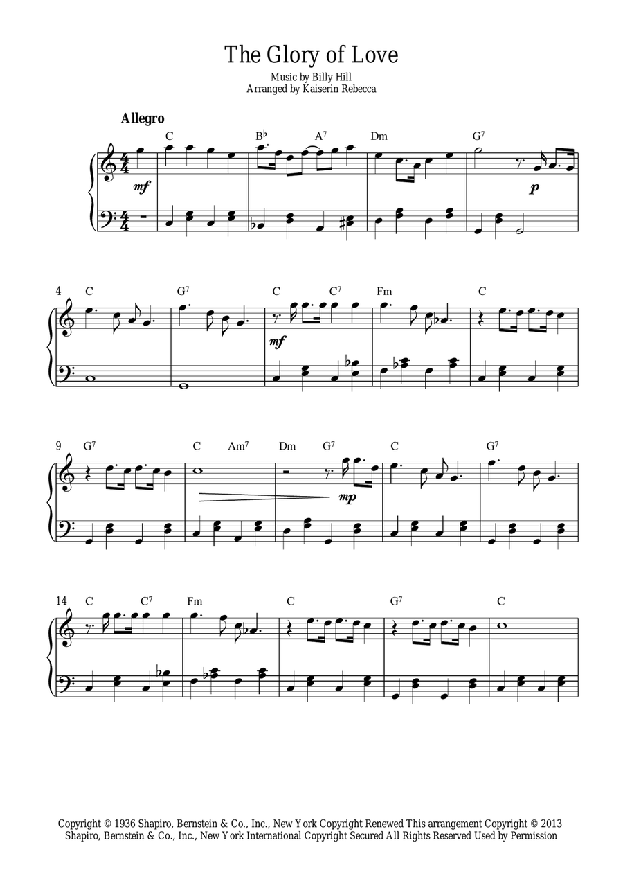 The Glory Of Love Piano Method scores gallery preview page 1
