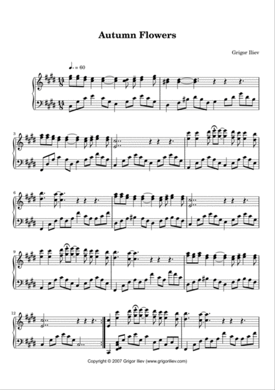 Autumn Flowers Autumn Flowers Piano Solo scores gallery preview page 1