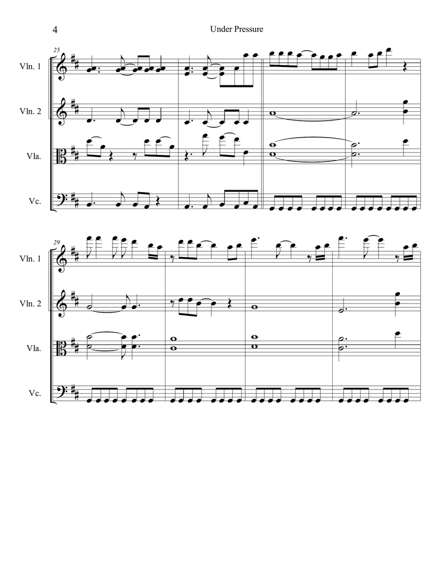 Under Pressure String Quartet scores gallery preview page 4