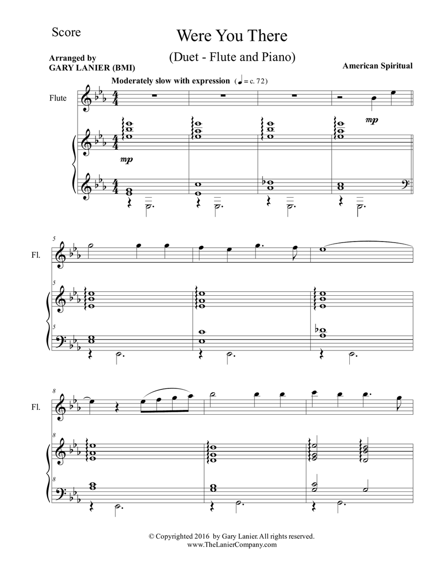 Gary Lanier: WERE YOU THERE (Duet – Flute & Piano with Parts) Woodwind Duet scores gallery preview page 2
