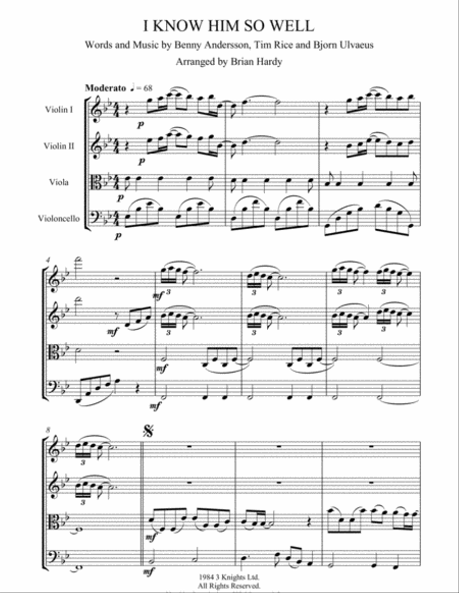 I Know Him So Well String Quartet scores gallery preview page 1