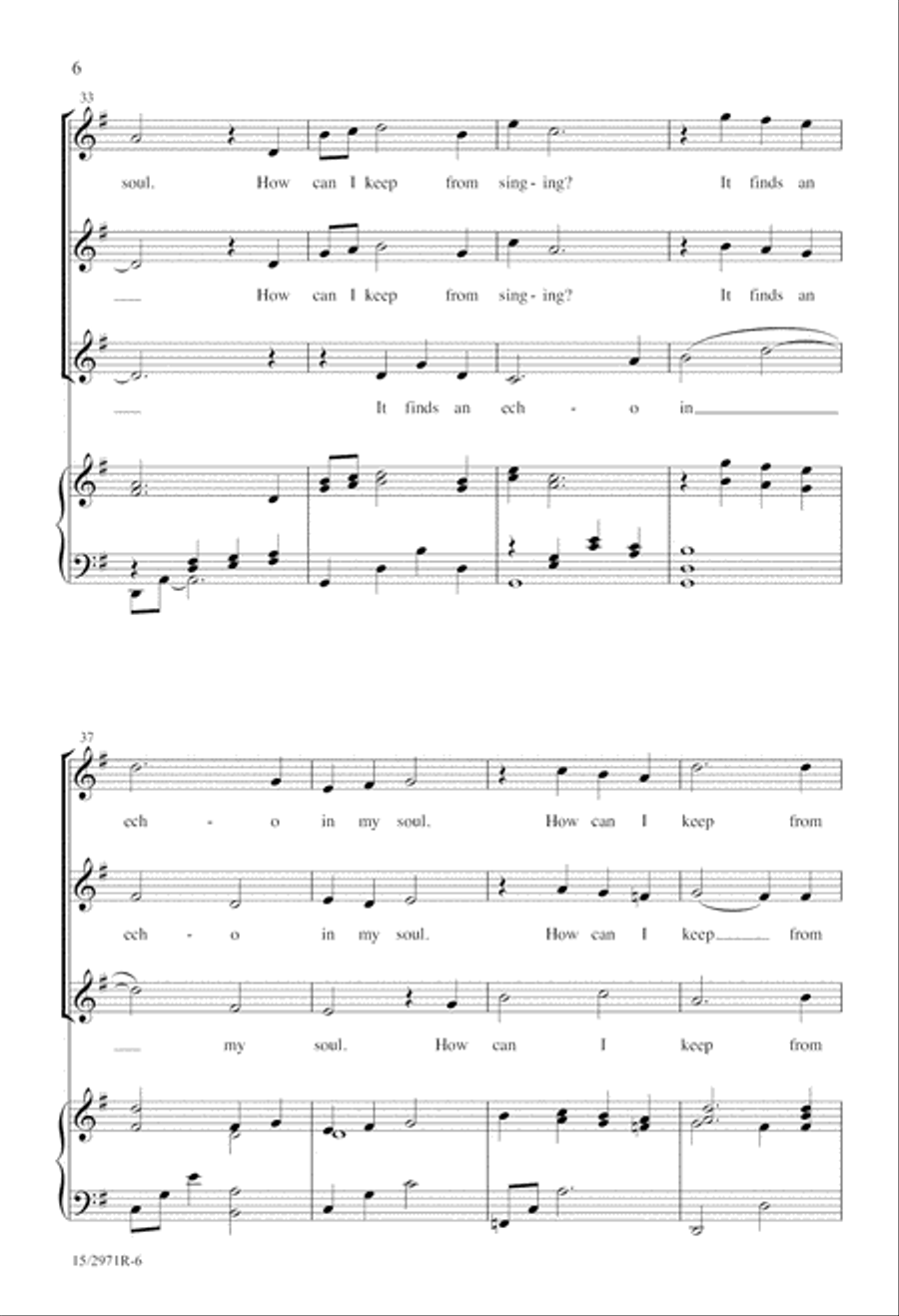 How Can I Keep From Singing? SSA scores gallery preview page 6