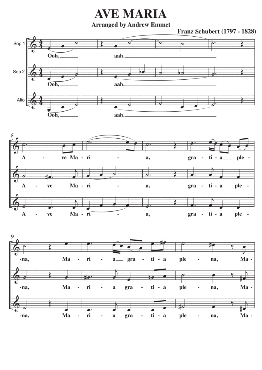Ave Maria (Schubert) A Cappella SSA SSA scores gallery preview page 1