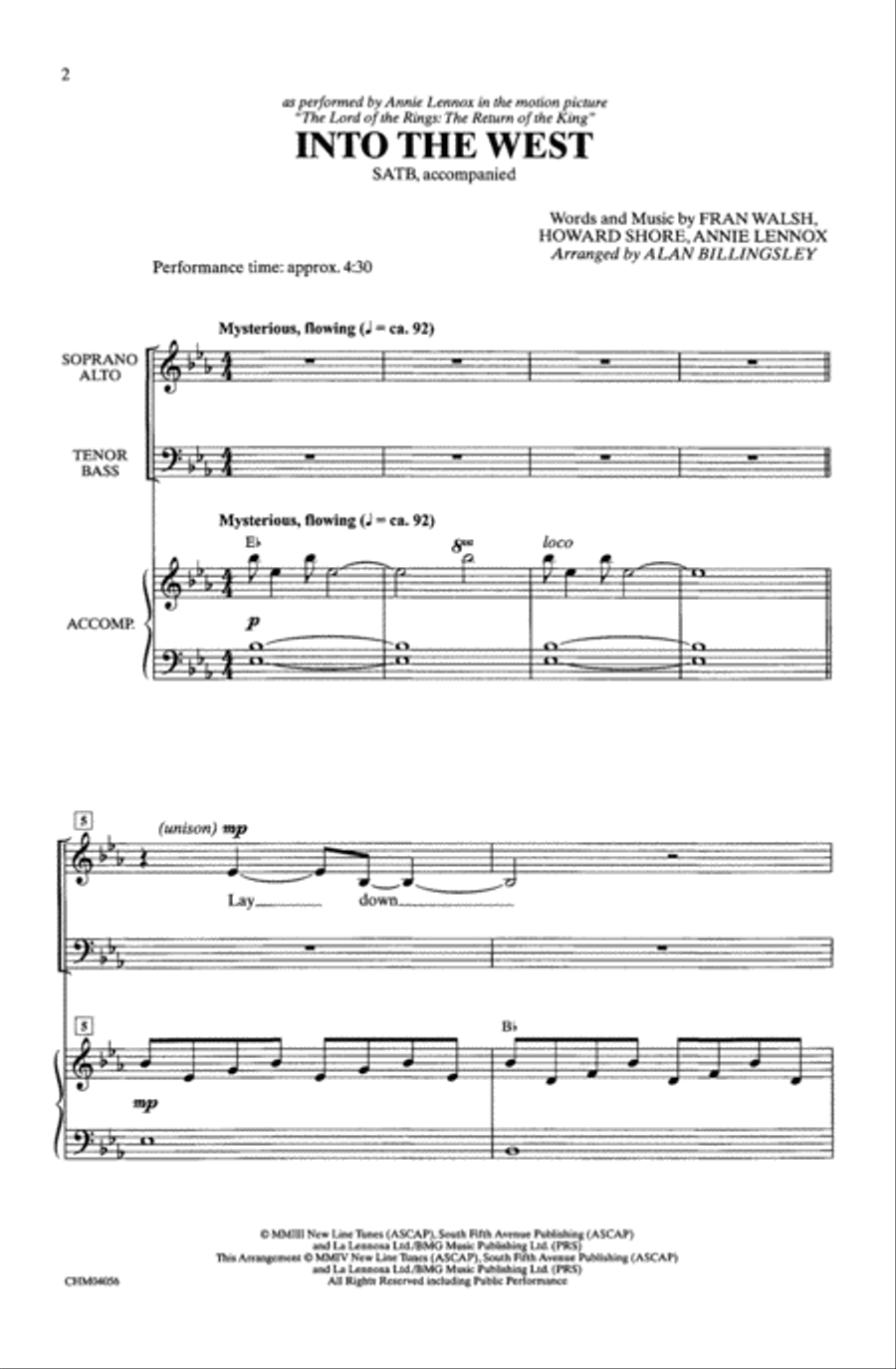 Into the West 4-Part scores gallery preview page 2