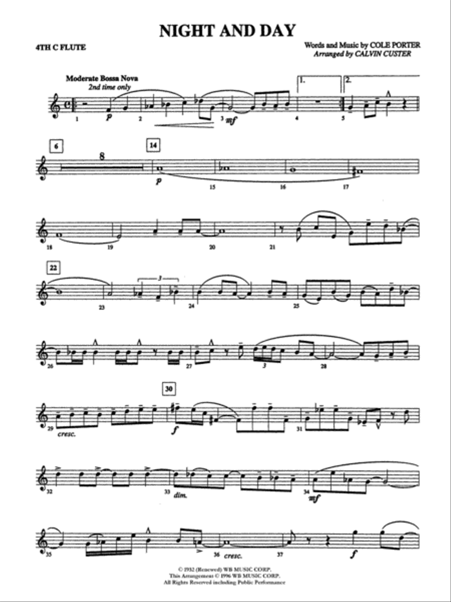 Night and Day: 4th Flute Flute scores gallery preview page 1