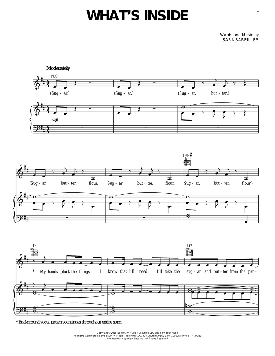 What's Inside (from Waitress The Musical) Piano, Vocal, Guitar scores gallery preview page 1