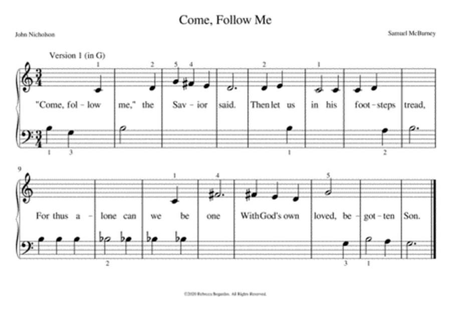 Come, Follow Me - Easy Piano