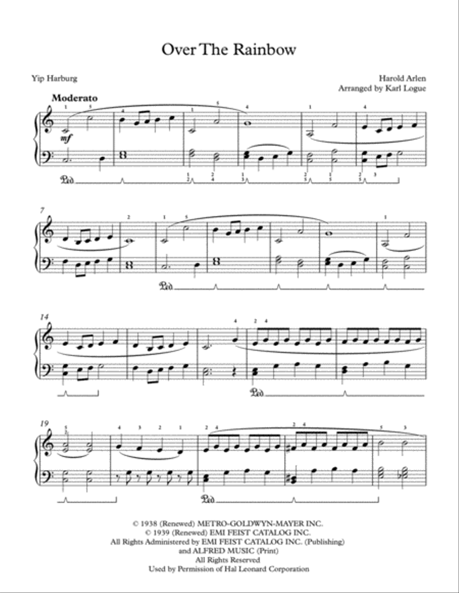 Over The Rainbow (from The Wizard Of Oz) Piano Solo scores gallery preview page 1
