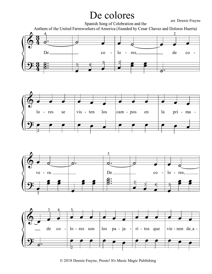 De colores De colores Unison Choir scores gallery preview page 1