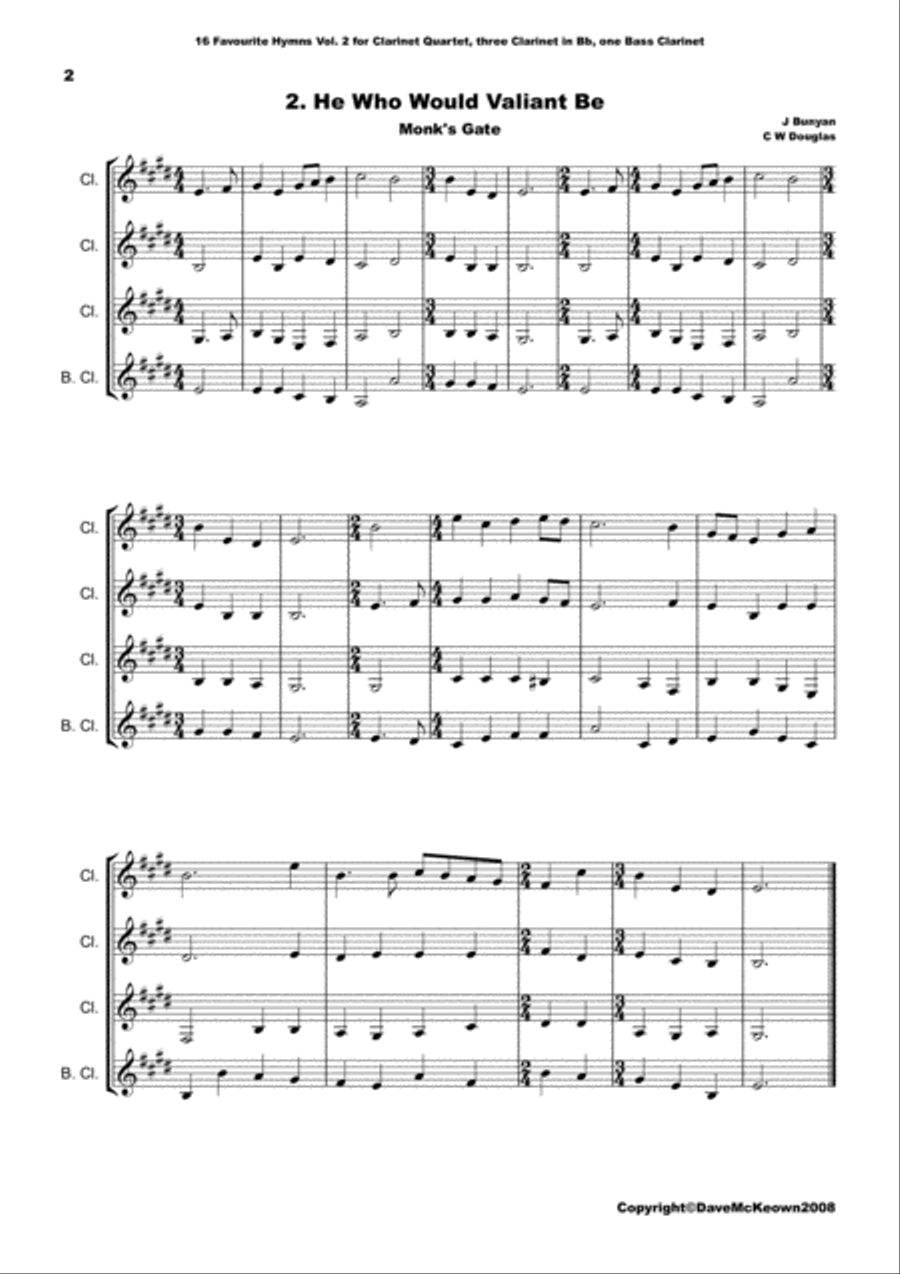 16 Favourite ﻿Hymns for Clarinet Quartet (Vol 2.) image number null