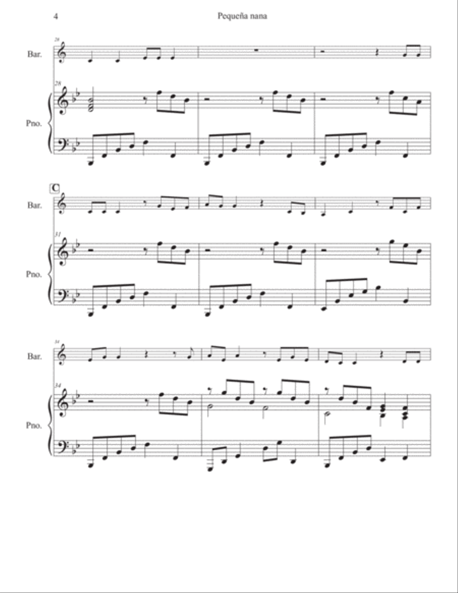 Little Lullaby (Pequeña nana) for Baritone T.C. and Piano Baritone Horn TC scores gallery preview page 5