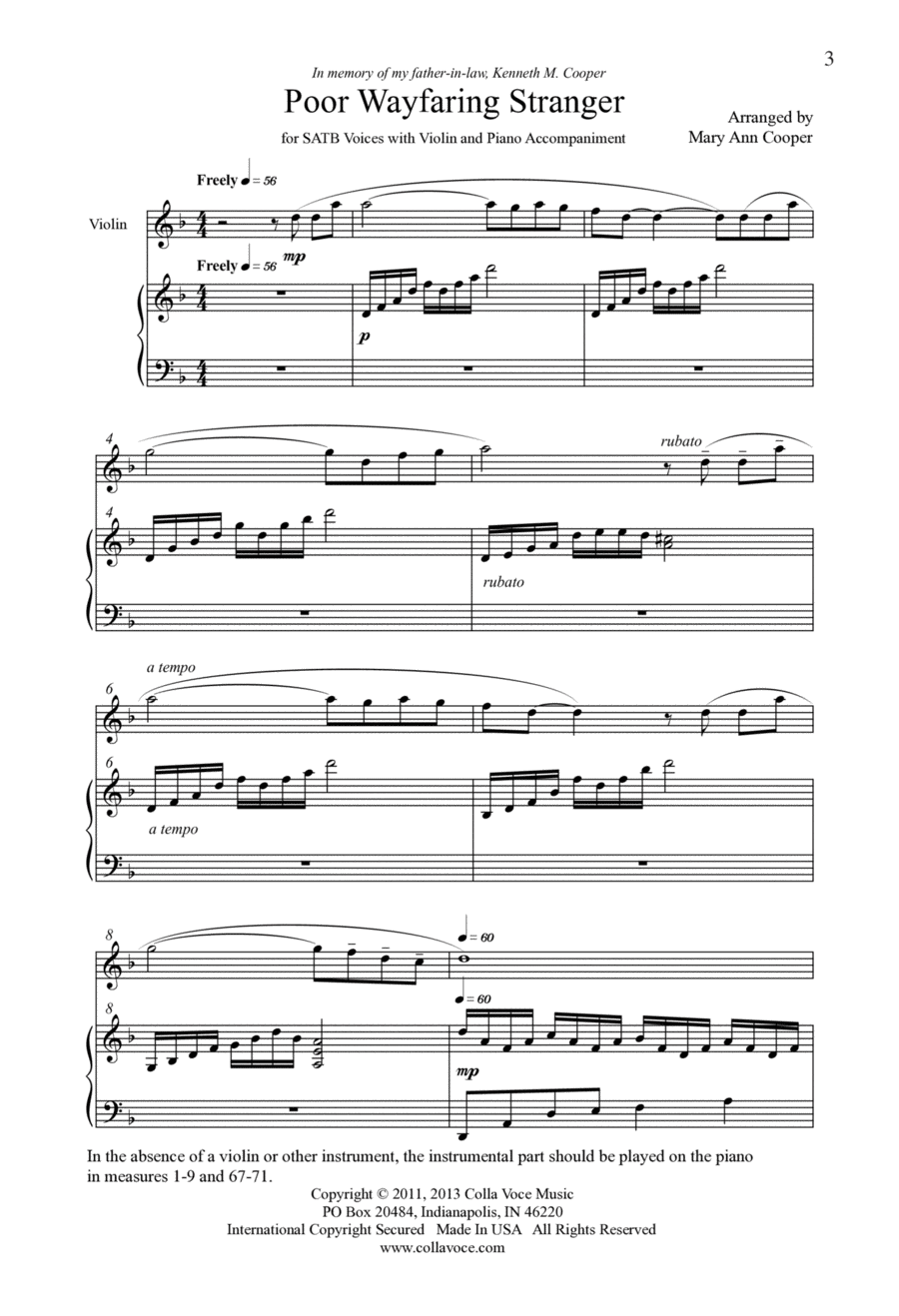 Poor Wayfaring Stranger 4-Part scores gallery preview page 1